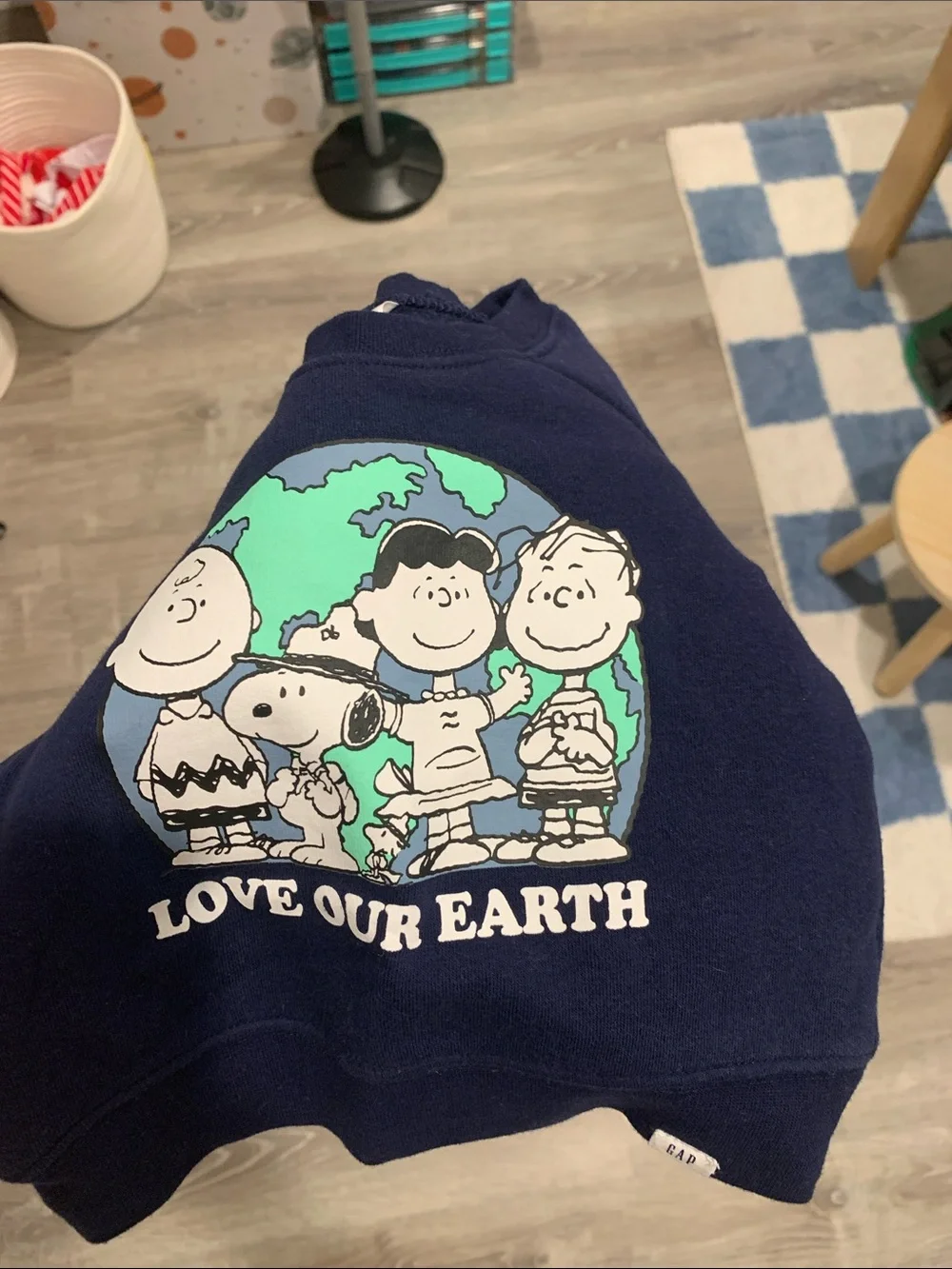Baby GAP Navy Sweatshirt with Peanuts 'Love Our Earth' Graphic